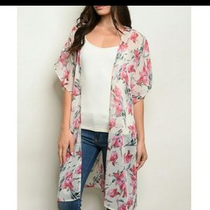 Beautiful Ivory Floral Kimono